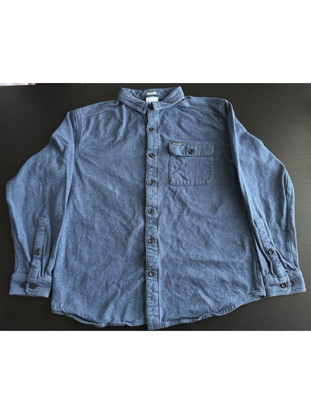 Columbia Shirt Large Blue Flannel Woven Cotton Long Sleeve Button Up XM0495
